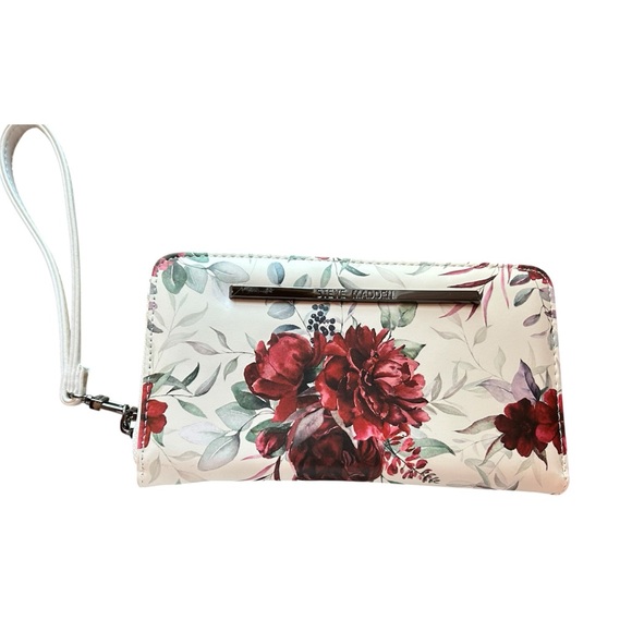 Steve Madden Handbags - Steve Madden Floral Zip Around Wallet Wristlet Red Roses